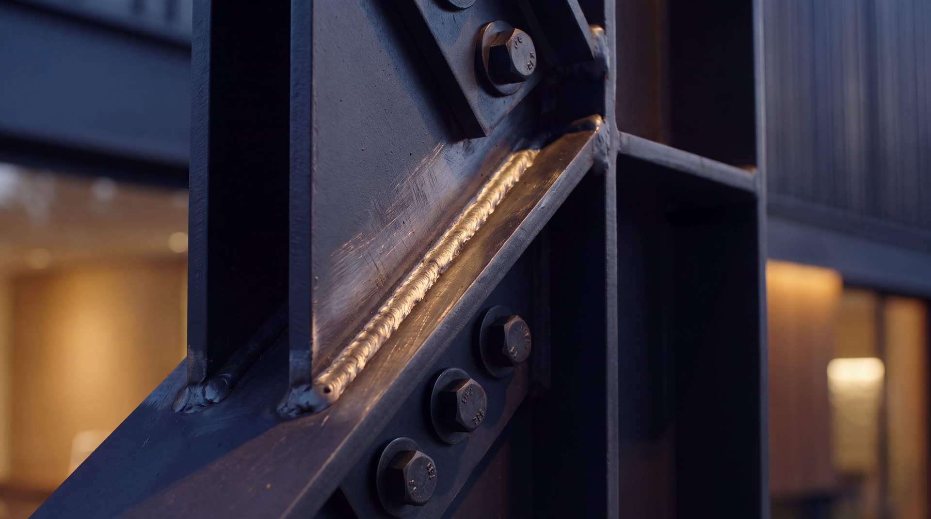 Welded structural steel node with bolted connections